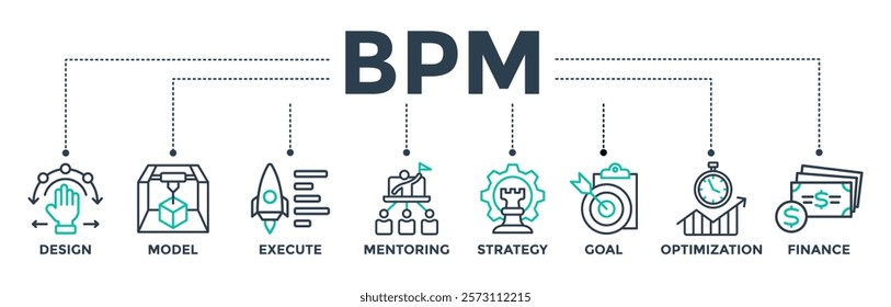 BPM web icon vector illustration concept of business process management