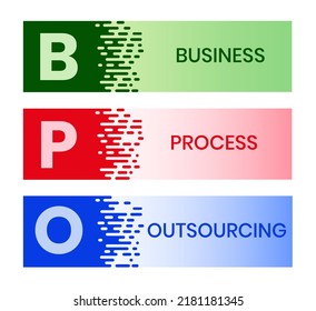 BPO - Tercerización de procesos empresariales. acrónimo, fondo de concepto de negocio. Ilustración vectorial para banner de sitio web, materiales de marketing, presentación comercial, en línea