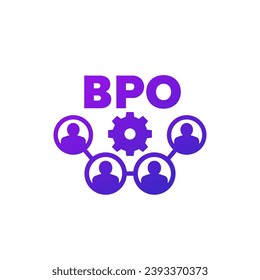 Icono de BPO, concepto de externalización de procesos de negocio