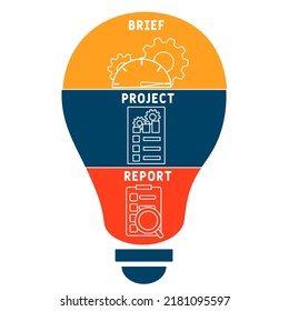 bpr - brief project report acronym, business concept. word lettering typography design illustration with line icons and ornaments.  Internet web site promotion concept vector layout.