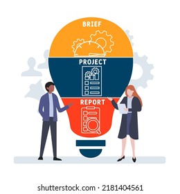 bpr - brief project report acronym, business concept. word lettering typography design illustration with line icons and ornaments.  Internet web site promotion concept vector layout.