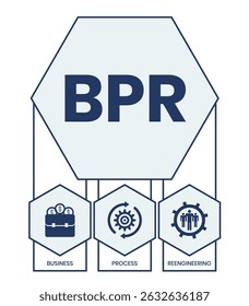 BPR - Business Process Reengineering acronym. business concept background. vector illustration concept with keywords and icons. lettering illustration with icons for web banner, flyer, landing page