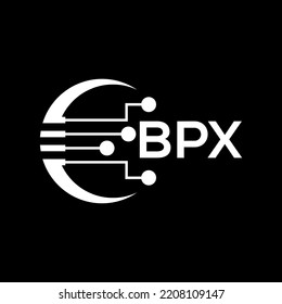 BPX Letter logo black background .BPX technology logo design vector image in illustrator .BPX letter logo design for entrepreneur and business.
