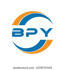 Diseño del logotipo de la letra BPY en un fondo blanco o diseño del logotipo Monograma para emprendedores y empresas.