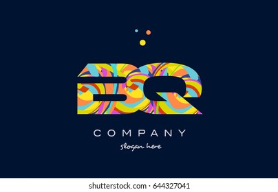 bq b q alphabet letter logo colors colorful rainbow acrylic font creative text dots company vector icon design template
