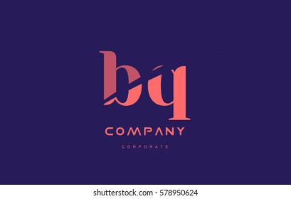 bq b q alphabet small letter blue pink creative design vector company logo icon template 