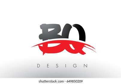 BQ B Q Brush Logo Letters Design with Red and Black Colors and Brush Letter Concept.