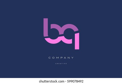 bq b q  pink blue pastel modern abstract alphabet company logo design vector icon template 