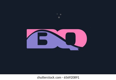 bq b q pink blue alphabet letter logo purple font creative text dots company vector icon design template