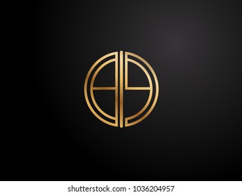 BQ circle Shape Letter logo Design in gold color
