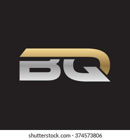 BQ company linked letter logo golden silver black background