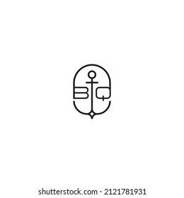 BQ creative letter logo design in anchor concept with high quality professional design that will print well across any print media