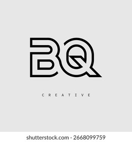 Logotipo de carta criativa BQ - Monograma de linha mínima em contorno preto para design de identidade de marca moderno.