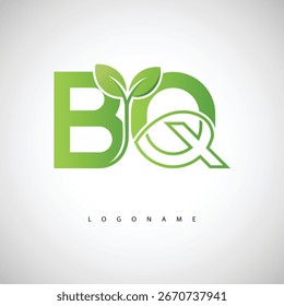 BQ Green Leaf Logo - Minimal Eco Monogram for Organic Branding and Sustainable Identity Design