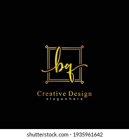 BQ Initial Kalligrafie handgeschriebenes Logo. Handgeschriebenes Alphabet in der Logo-Vorlage. Briefe und Alphabet für Unterschrift, Hochzeit, Mode, florales und botanisches Logo-Design 