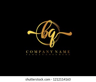 BQ initial handwriting logo circle template vector