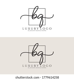 BQ Initial handwriting logo template vector