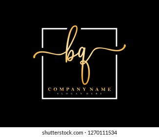 BQ Initial handwriting square minimalist logo vector
