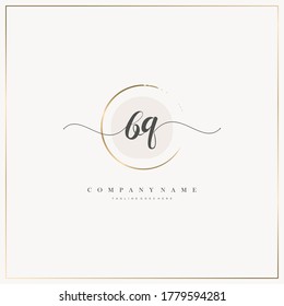 BQ Letra inicial logotipo de escritura a mano modelo de plantilla dibujado a mano vector, logotipo para belleza, cosméticos, boda, moda y negocios y otros
