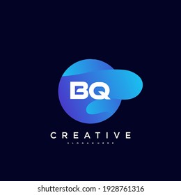 BQ Elementos de plantilla de diseño de iconos del logotipo de la carta inicial con el arte colorido de la onda.