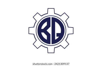 BQ initial letter mechanical circle logo design vector template. industrial, engineering, servicing, word mark, letter mark, monogram, construction, business, company, corporate, commercial, geometric