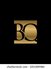 BQ initial letters looping linked box elegant logo golden black background