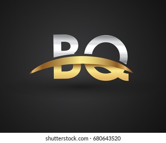 BQ initial logo company name colored gold and silver swoosh design. vector logo for business and company identity.
