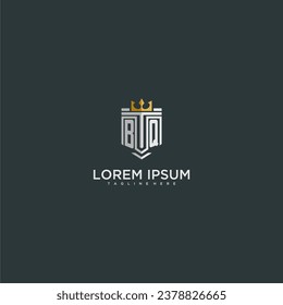 BQ initial monogram for crown and shield logo design