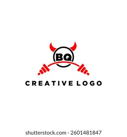 BQ initial monogram for fitnes or gym logo with devil style design