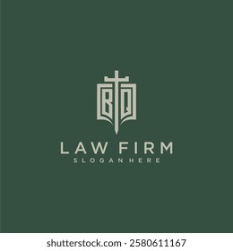 BQ initial monogram for law firm with sword and shield logo image