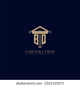 Logotipo inicial de la firma de abogados en monograma con BQ con diseño de hitos