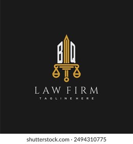 BQ initial monogram for lawfirm logo with sword and scale