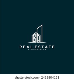 BQ initial monogram logo real estate with building style design vector
