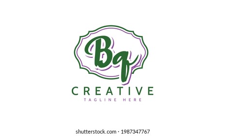 BQ Initials, handwriting logo vector