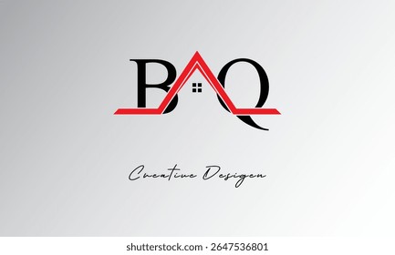 BQ Letter House Logo – Creative Real Estate Monogram with Roof Icon and Home Shape for Property, Architecture and Modern Branding
