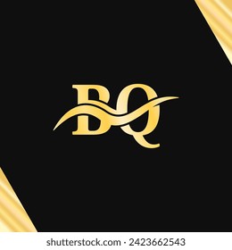 B.Q letter initial Logo Monogram Minimalist luxury serif Logotype vector of business name royal art design