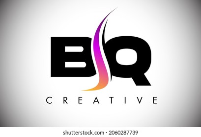 BQ Letter Logo Design with Creative Shoosh and Modern Look Vector Illusttration. BQ Letter Icon Logo with curved shape in the Middle