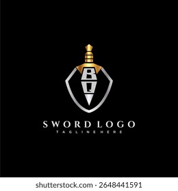BQ letter luxury monogram for shield and sword style image