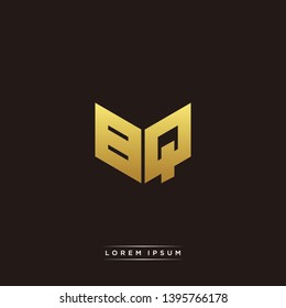 BQ Logo Letter Initial Logo Designs Templete with Gold and Black Background