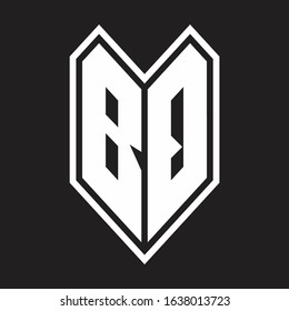 BQ Logo monogram with emblem line style isolated on black background