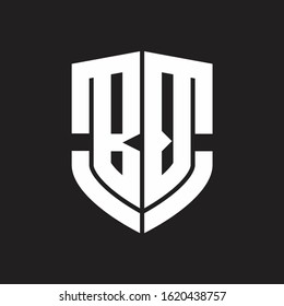 BQ Logo monogram with emblem shield shape design isolated on black background