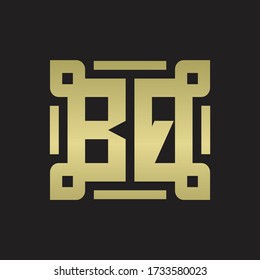 BQ Logo monogram with piece line art design template