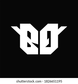 BQ Logo monogram with single wings design template on black background
