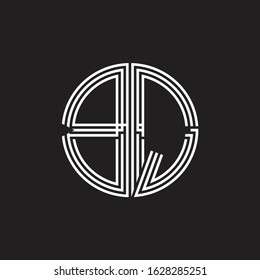 BQ Logo monogram triple ribbon style line design template isolated on black background