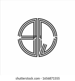 Plantilla de diseño de línea de tres cintas con logotipo BQ Aislado en fondo blanco