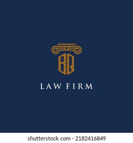 Logotipo inicial de monograma de barbacoa para la firma de abogados con diseño de hitos