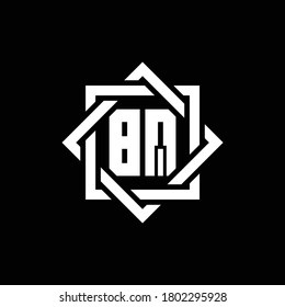 BQ monogram logo with abstract square around design template