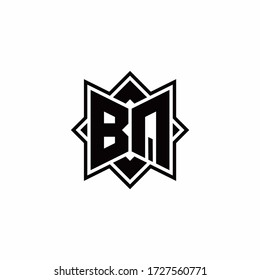 Logo de monograma de barbacoa con plantilla de diseño de esquema de estilo de rotación cuadrada