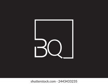 bq  Square Framed Letter Logo Design Vector with Black and White Colors.
