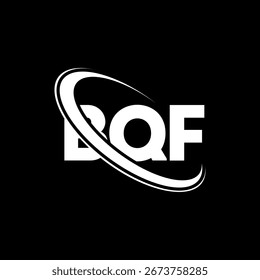 Logotipo de BQF. Carta BQF. Diseño del logotipo de la letra BQF. Logotipo de BQ F enlazado con el círculo y el logotipo del monograma en mayúsculas. Tipografía BQF para tecnología, negocio y marca inmobiliaria.